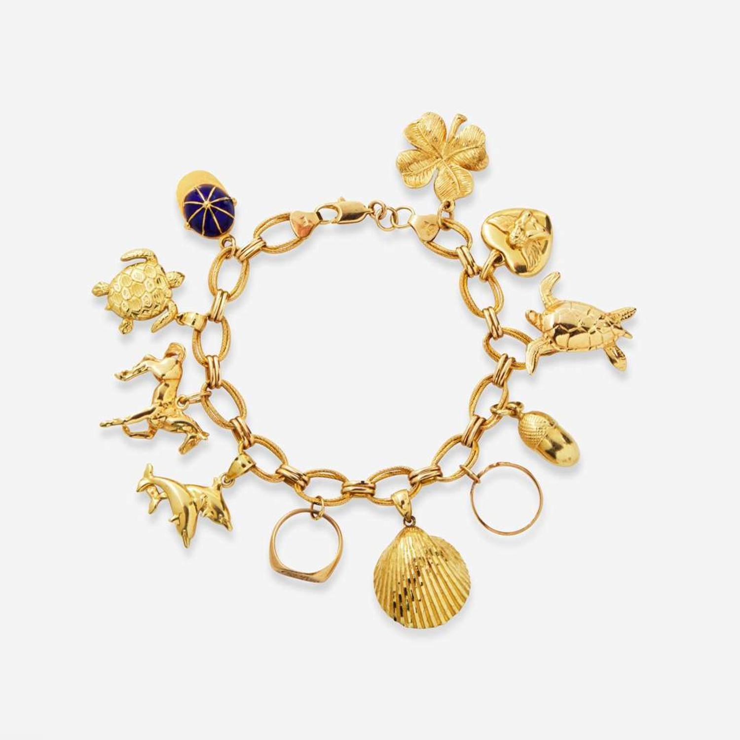 A 14K Yellow Gold Charm Bracelet