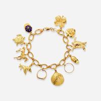 A 14K Yellow Gold Charm Bracelet