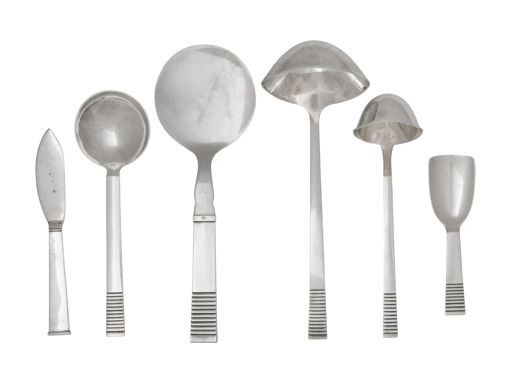 A Georg Jensen Parallel Silver Flatware Service