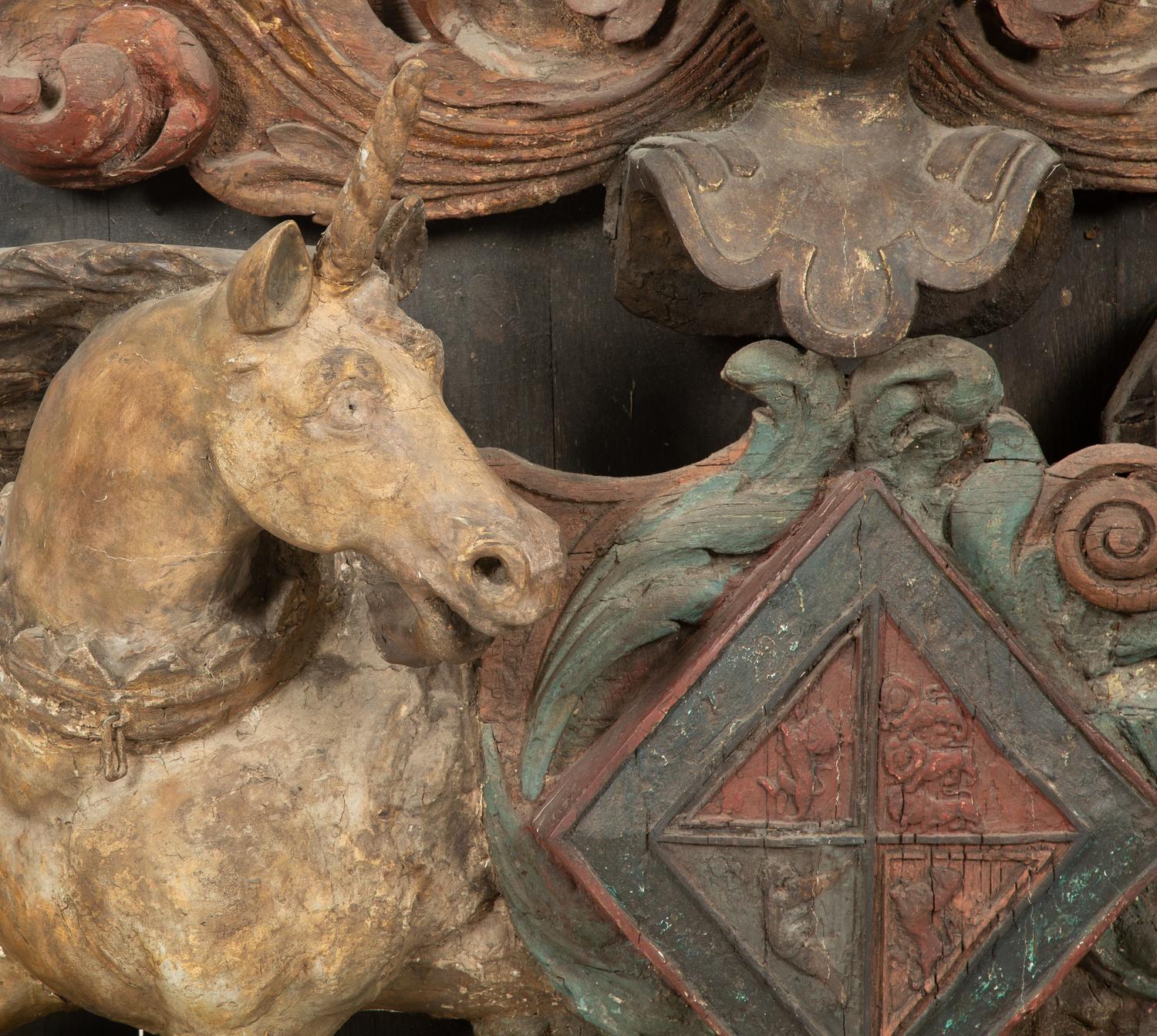 A Large Carved and Polychrome Decorated Coat of Arms of the United Kingdom