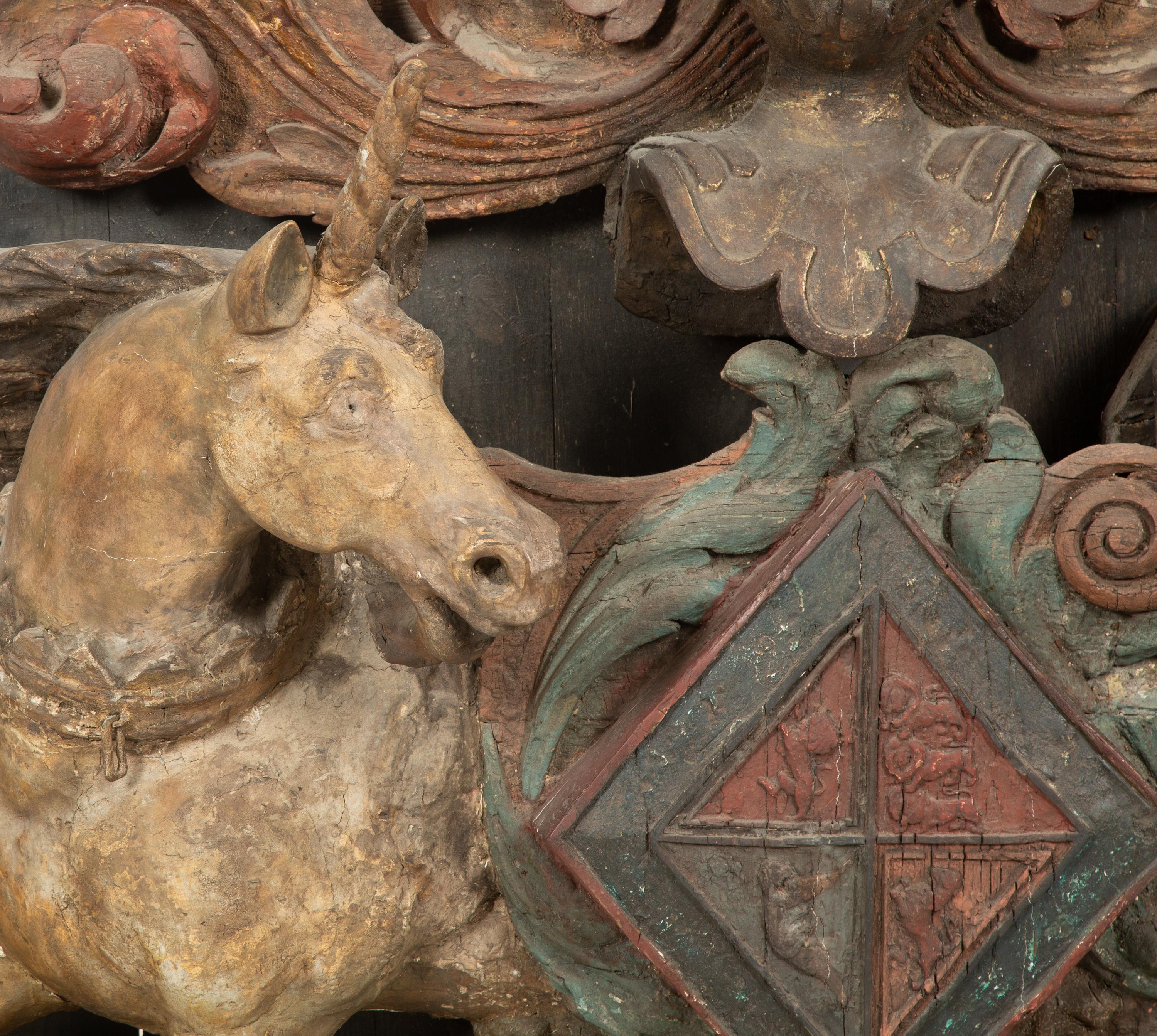 A Large Carved and Polychrome Decorated Coat of Arms of the United Kingdom
