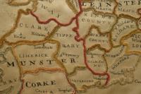An Irish Embroidered and Chenille Decorated Map of Ireland on Silk