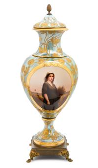 A Vienna Gilt Bronze Mounted Porcelain Urn Height 28 1/4 inches. — LATE 19TH/EARLY 20TH CENTURY