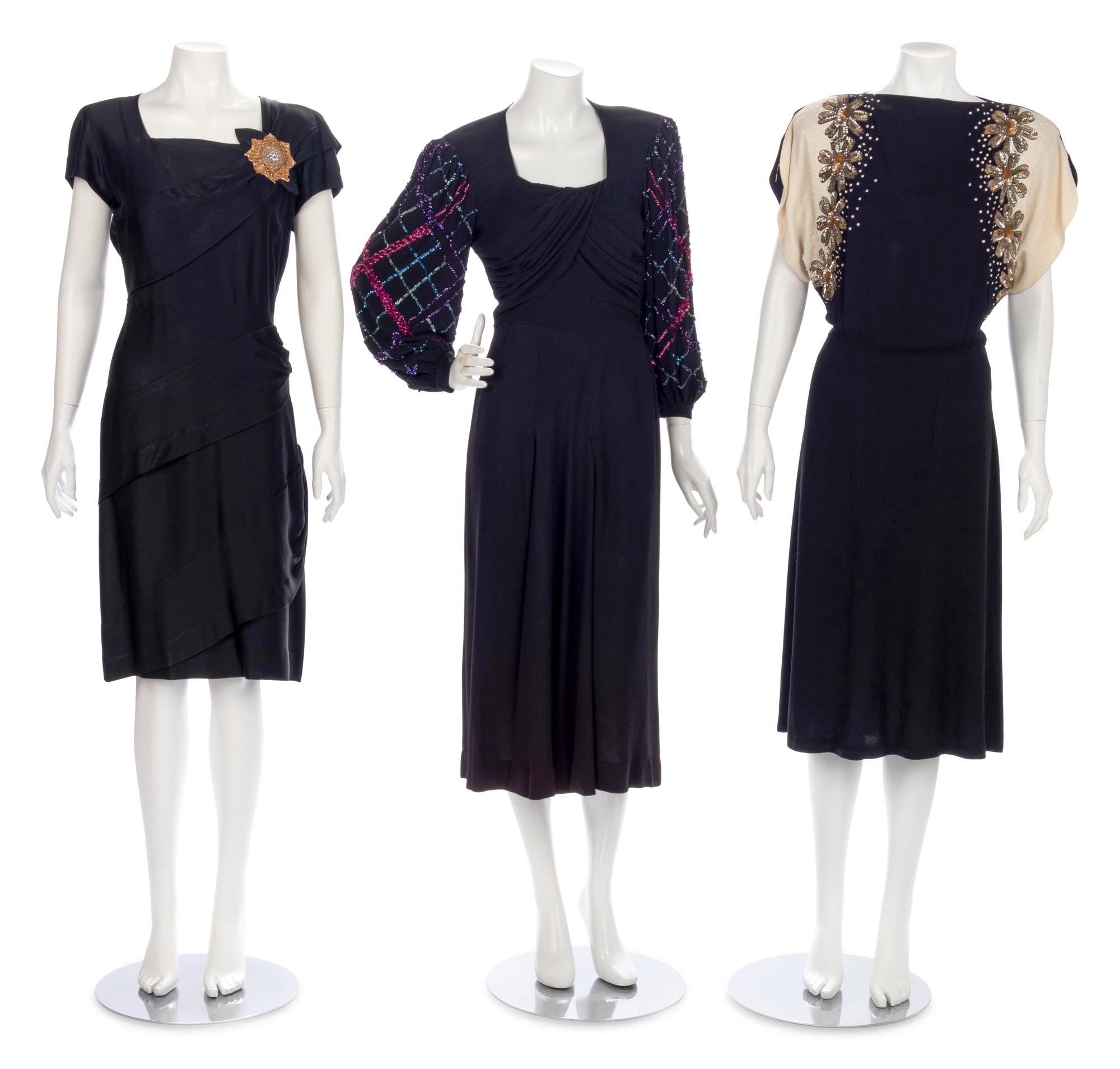 Three Sequined Dresses, 1940s