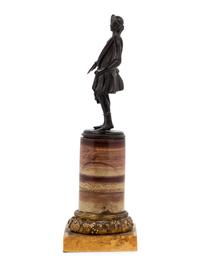 A Grand Tour Bronze Figure on a Marble Base