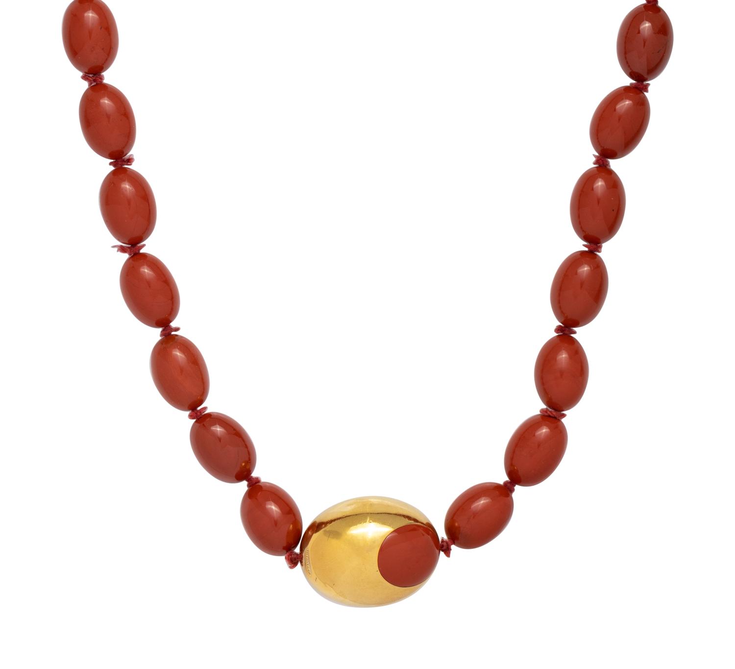 TIFFANY & CO., ANGELA CUMMINGS, YELLOW GOLD AND JASPER BEAD NECKLACE