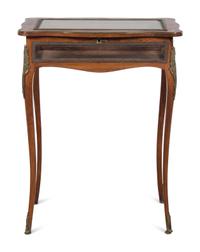A Louis XV Style Gilt Metal Mounted Rosewood and Marquetry Vitrine Table