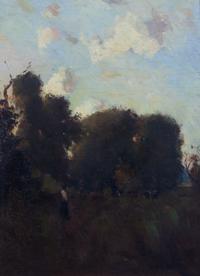 Gustav Wolff, (German/American, 1863-1935), Figure in Wooded Landscape