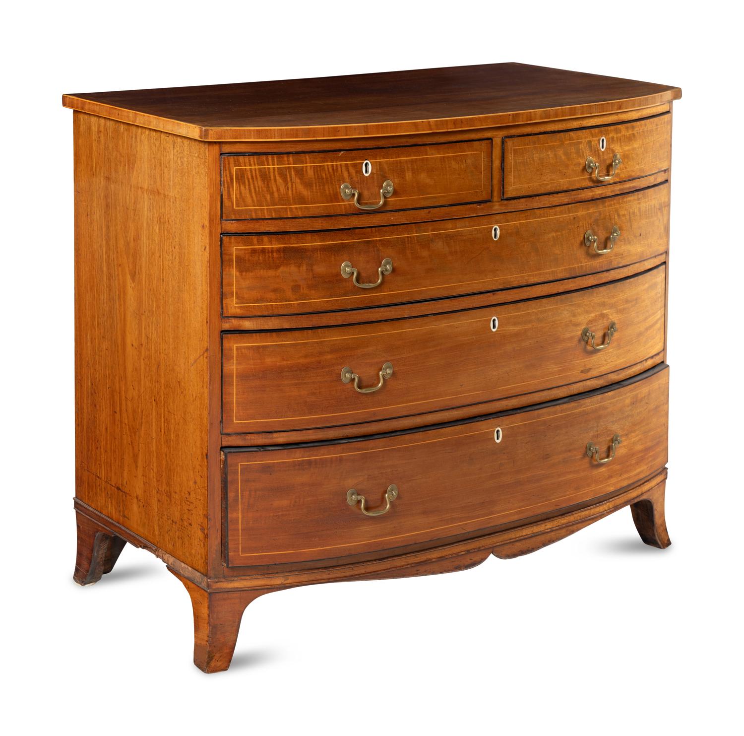 An Edwardian Satinwood-Banded Mahogany Chest of Drawers