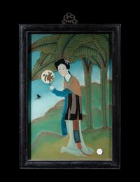 FIve Chinese Reverse Glass Paintings