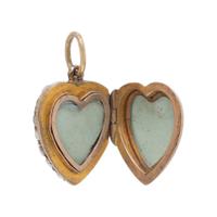 ANTIQUE, TWO HEART LOCKETS WITH TURQUOISE AND SEED PEARLS