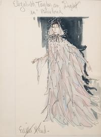 Edith Head Costume Illustration for Elizabeth Taylor in Blue Bird , c1976