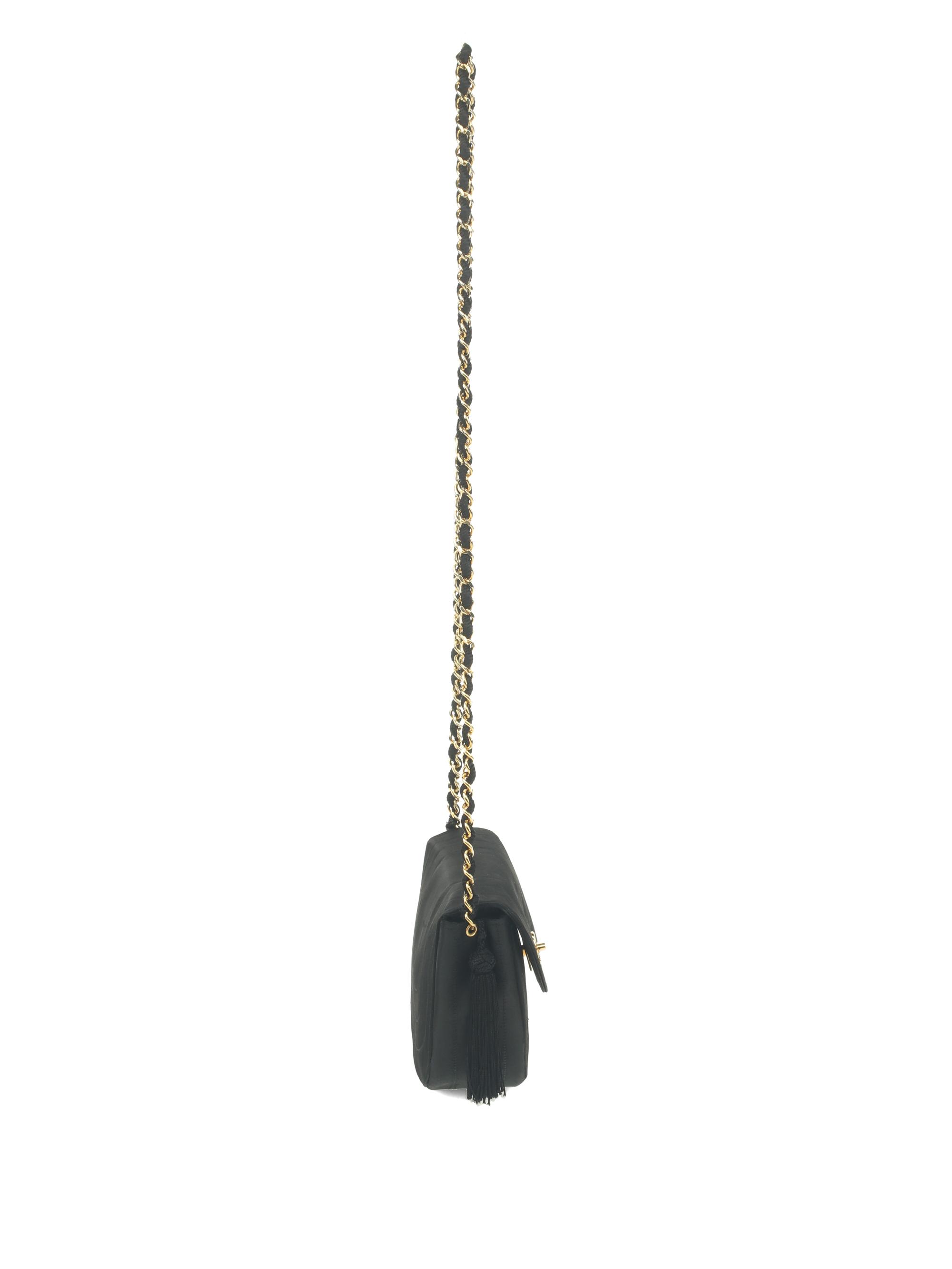 Chanel Black Silk Rounded Flap Bag