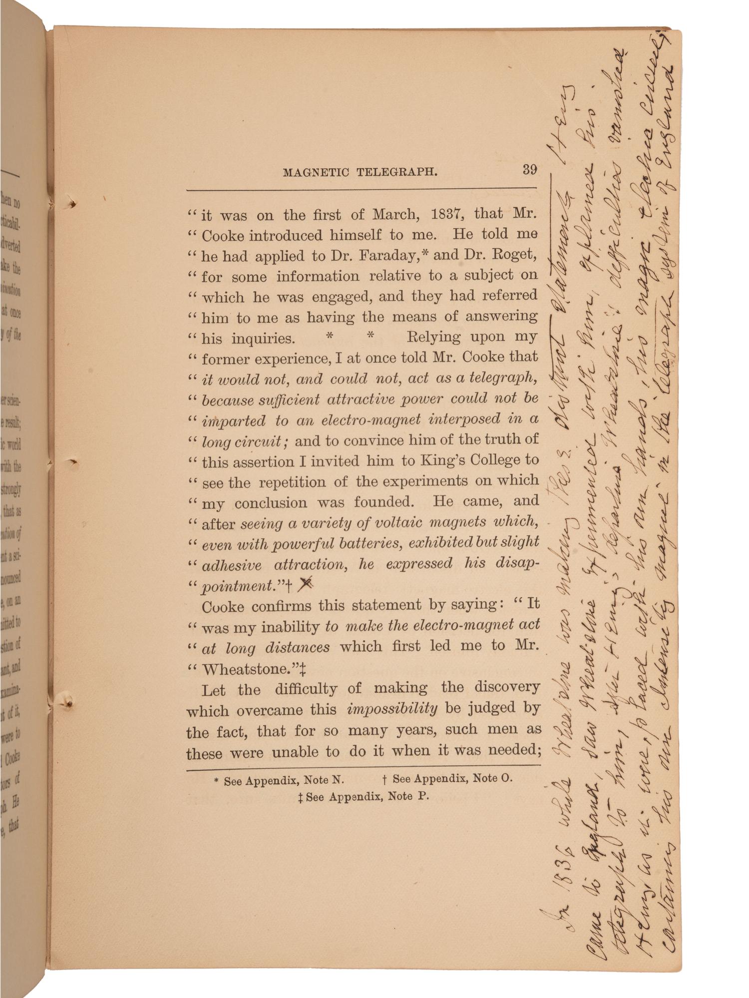 EDISON, Thomas A. (1847-1931). Joseph Henry and the Magnetic Telegraph: An Address delivered at Princeton College, June 16, 1885, by Edward N. Dickerson . New York: Charles Scribner's Sons, 1885. Twice signed by Edison.