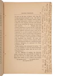 EDISON, Thomas A. (1847-1931). Joseph Henry and the Magnetic Telegraph: An Address delivered at Princeton College, June 16, 1885, by Edward N. Dickerson . New York: Charles Scribner's Sons, 1885. Twice signed by Edison.