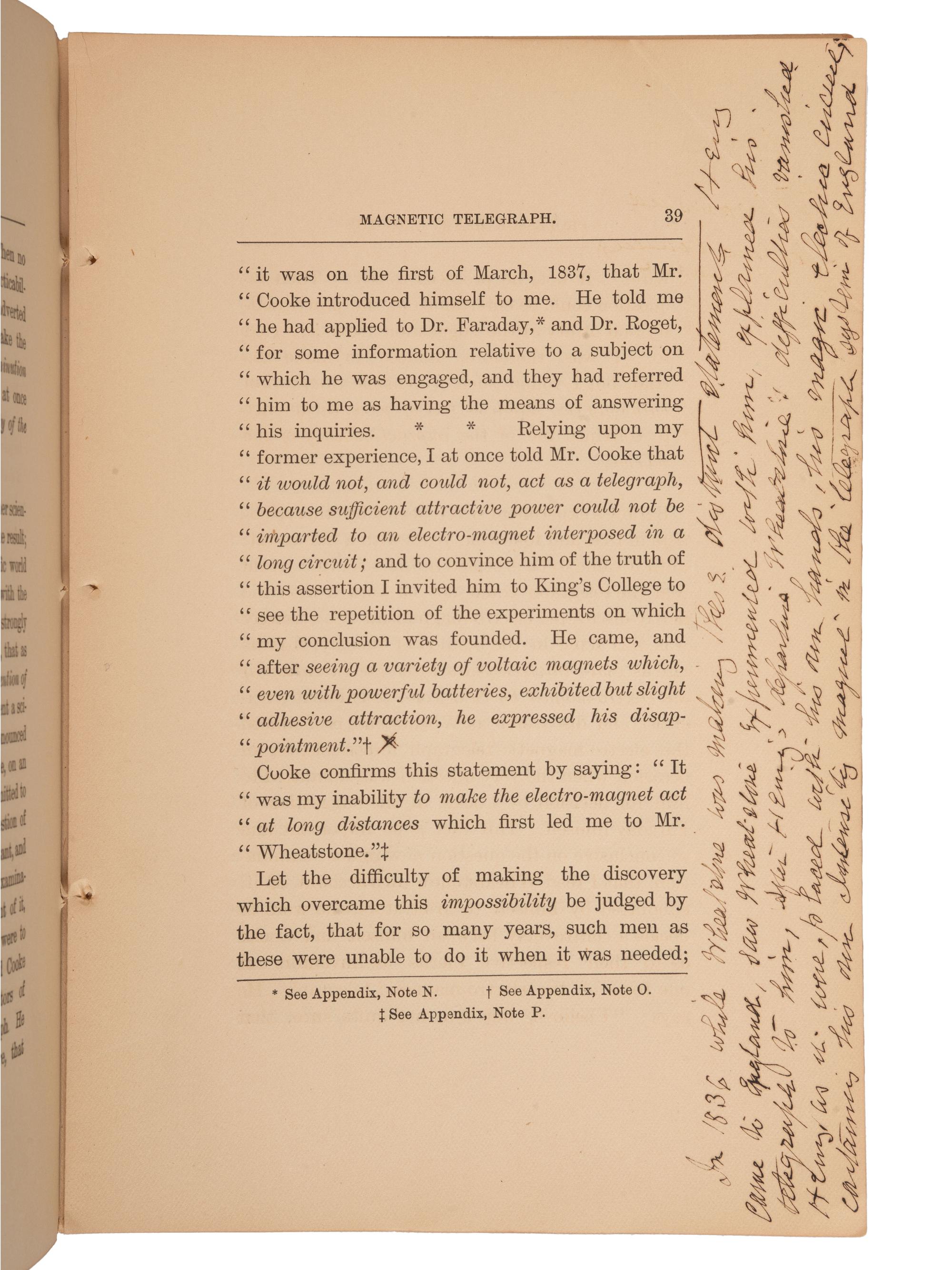 EDISON, Thomas A. (1847-1931). Joseph Henry and the Magnetic Telegraph: An Address delivered at Princeton College, June 16, 1885, by Edward N. Dickerson . New York: Charles Scribner's Sons, 1885. Twice signed by Edison.