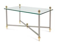 A Brass-Mounted Steel Glass-Top Low Table