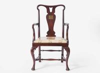 A Queen Anne style carved mahogany armchair associated with Queen Victoria, late 19th century