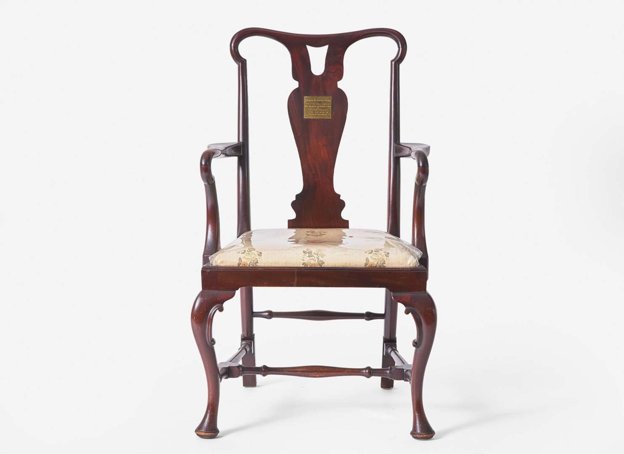 A Queen Anne style carved mahogany armchair associated with Queen Victoria, late 19th century