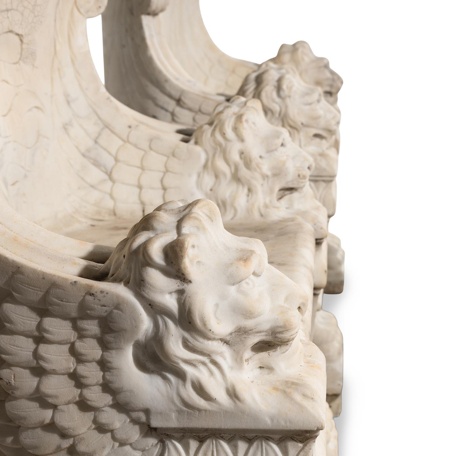 A Pair of Roman Style White Marble Armchairs