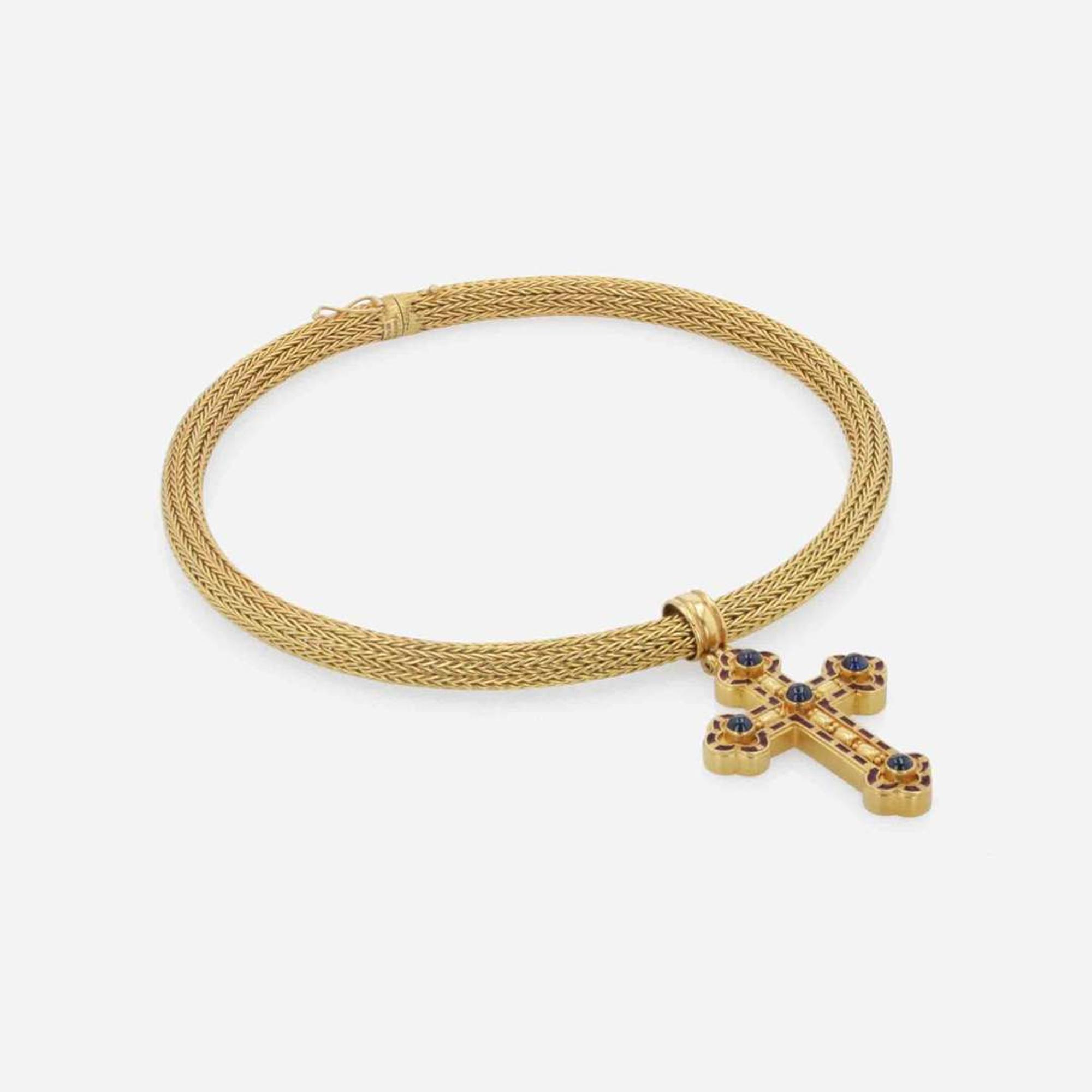 A Yellow Gold Necklace and Gemstone Pendant by Ilias LaLounis