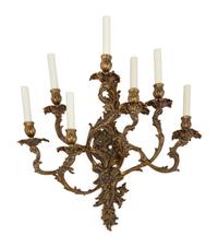 A Pair of Louis XV Style Gilt Bronze Seven-Light Candelabra