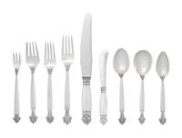 A Georg Jensen Acanthus Silver Flatware Service