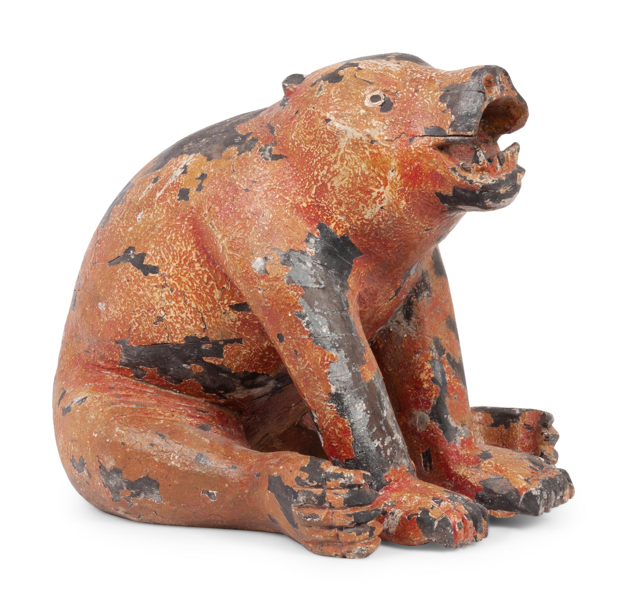 A Carved and Polychrome-Painted Folk Art Bear