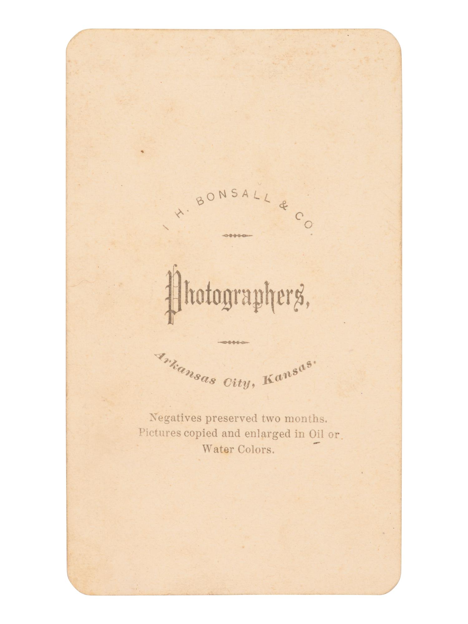 [NATIVE AMERICANS]. CDV of Osage William H. Conner/Connor. Arkansas City, KS: I. H. Bonsall & Co.