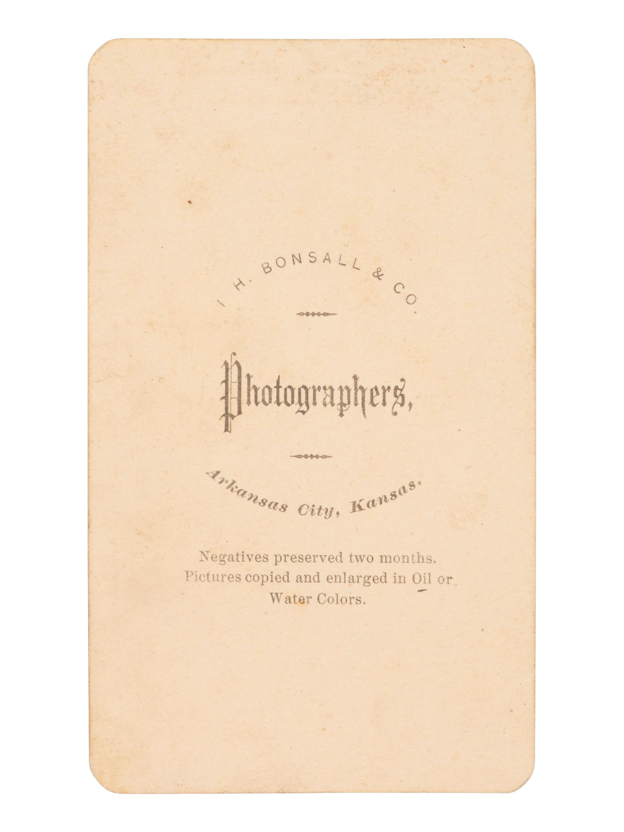 [NATIVE AMERICANS]. CDV of Osage William H. Conner/Connor. Arkansas City, KS: I. H. Bonsall & Co.