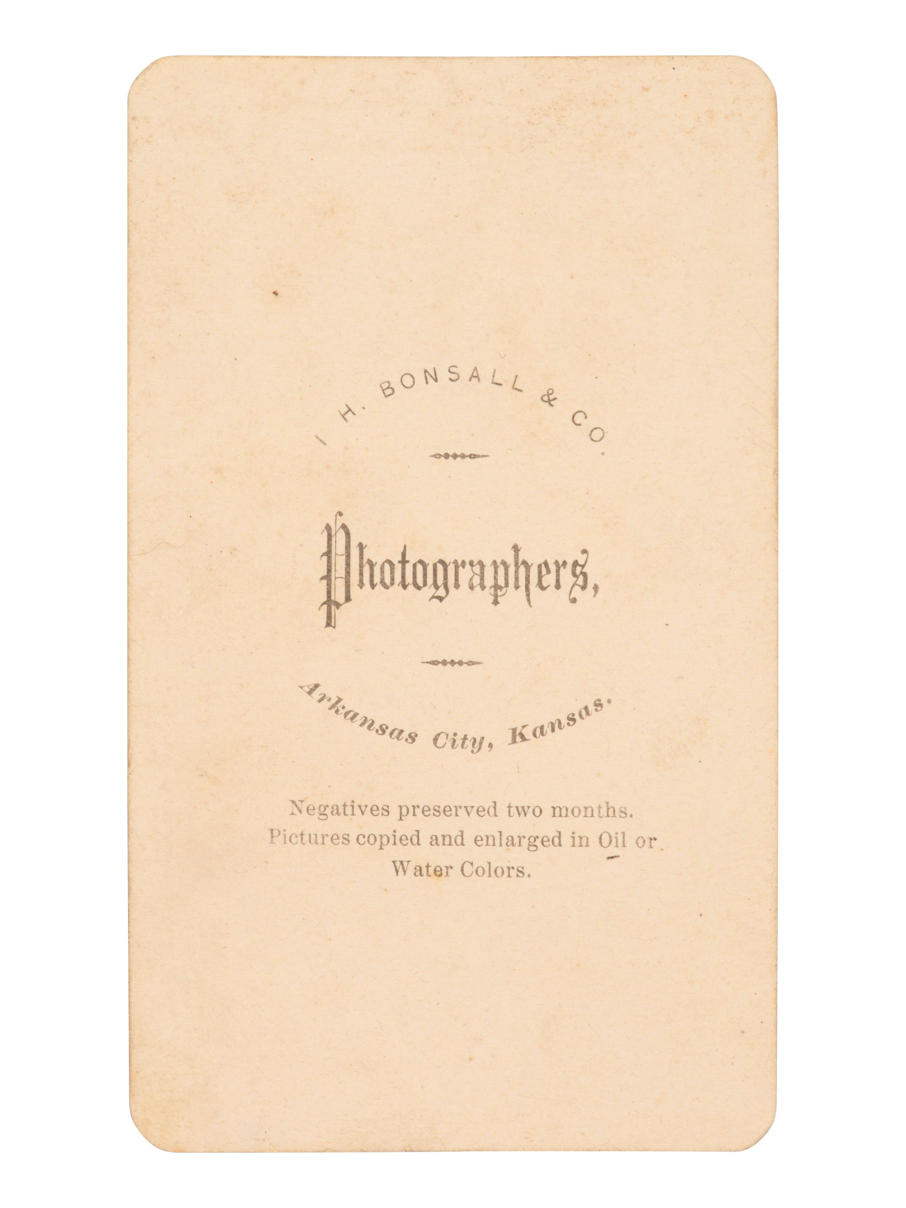 [NATIVE AMERICANS]. CDV of Osage William H. Conner/Connor. Arkansas City, KS: I. H. Bonsall & Co.