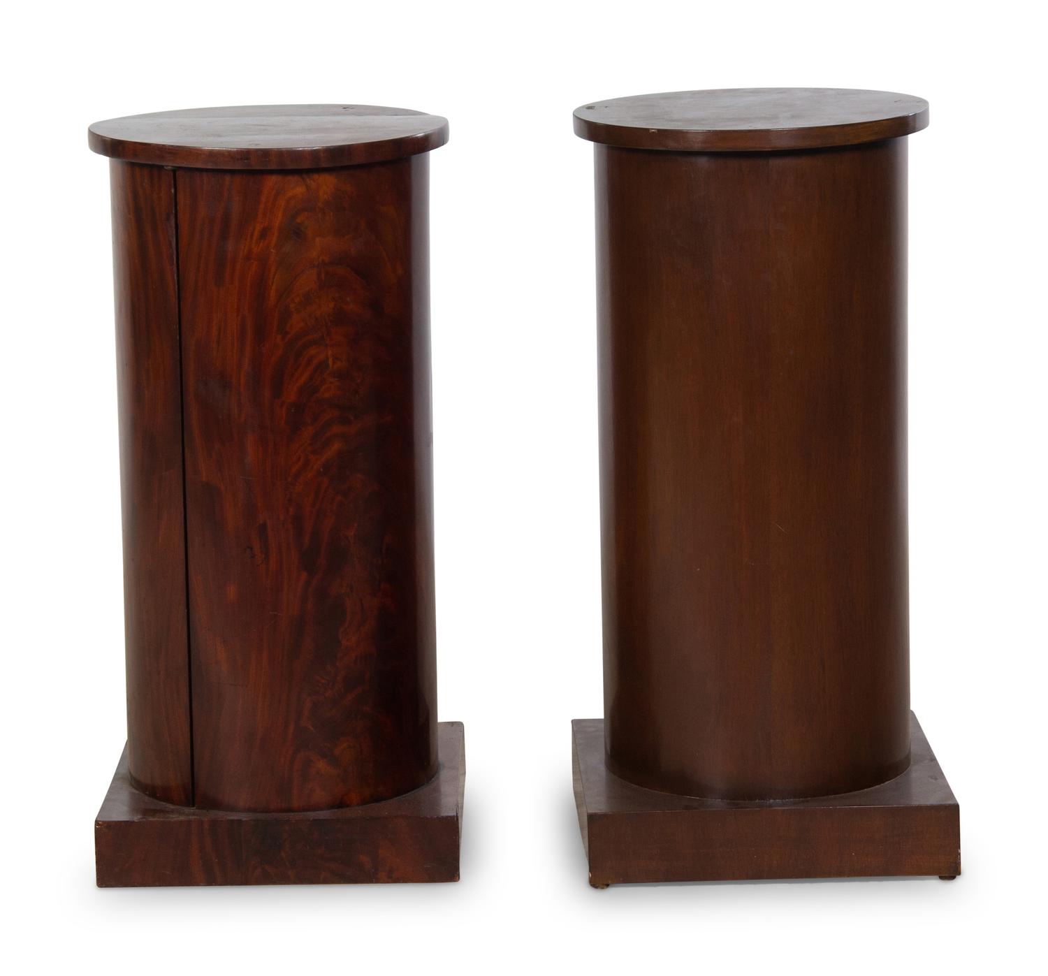 A Matched Pair of Mahogany Veneered Pedestals