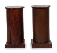 A Matched Pair of Mahogany Veneered Pedestals