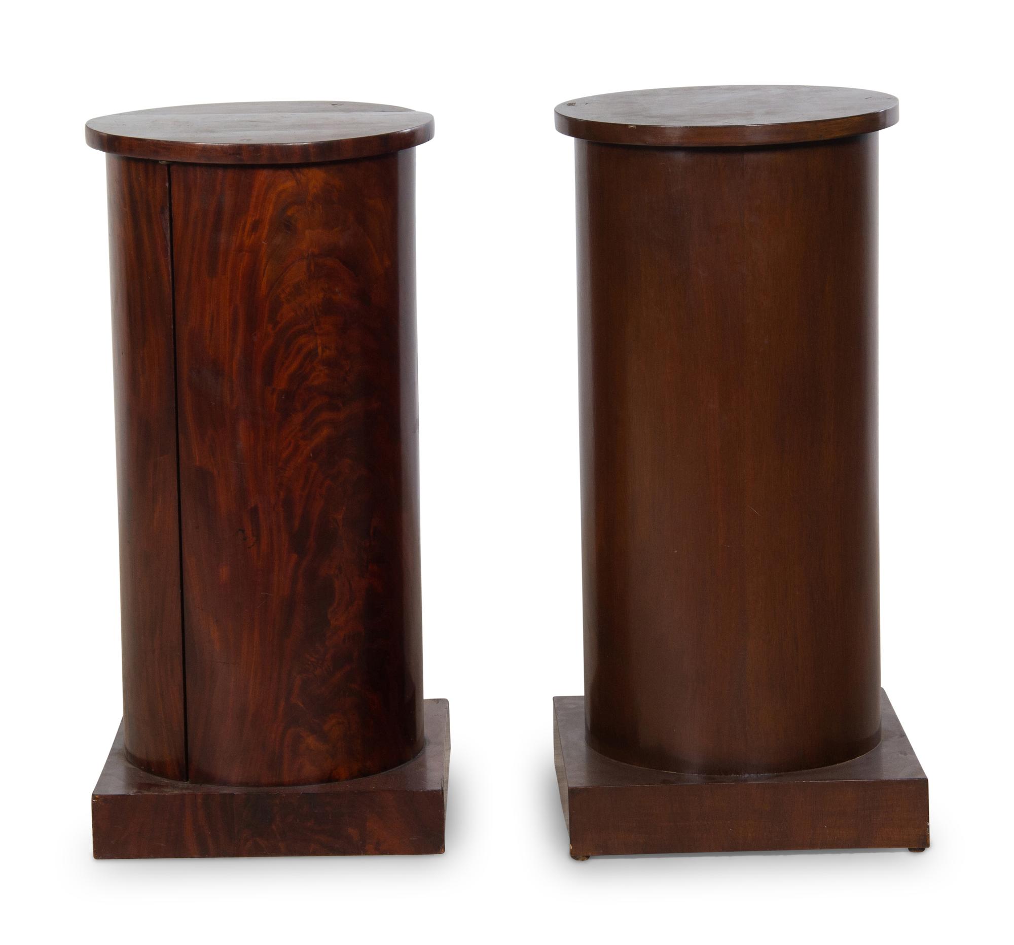 A Matched Pair of Mahogany Veneered Pedestals