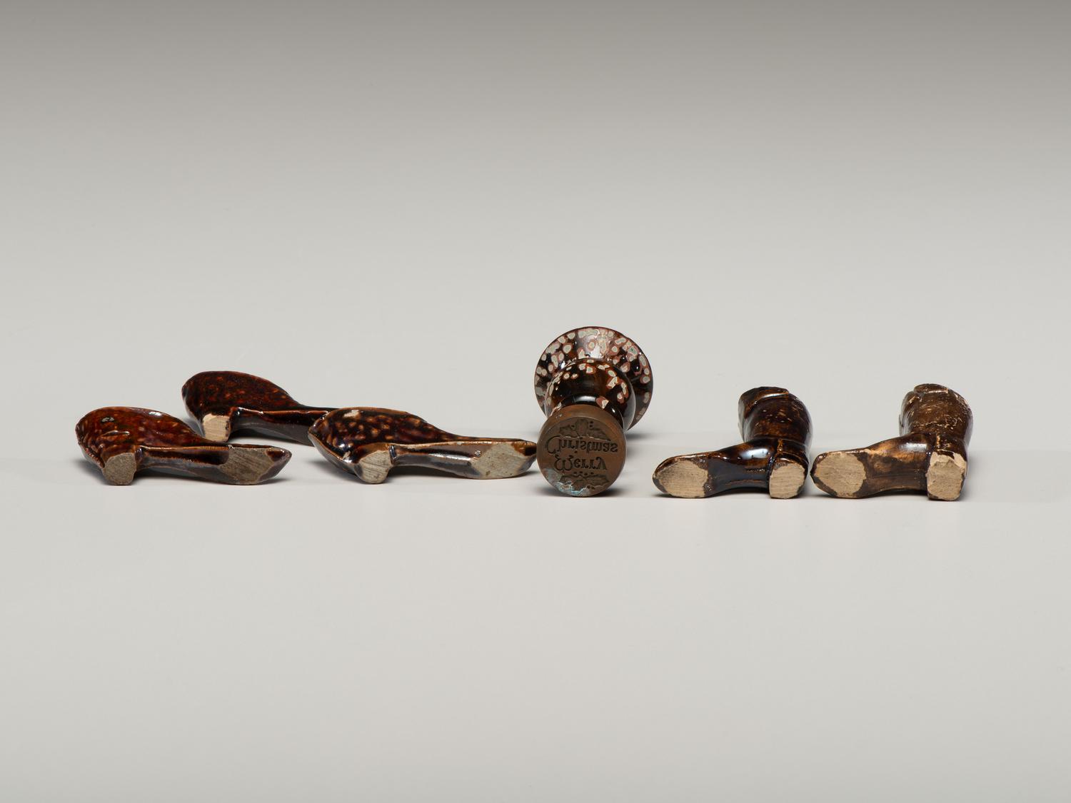 Five Rockingham Glazed Miniature Boots and Shoes