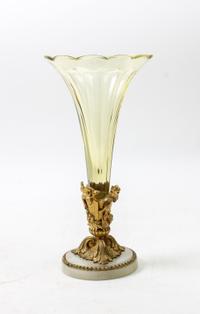 A Continental Gilt Bronze and Glass Vase Height 12 1/4 inches. — 19TH CENTURY