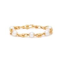 TIFFANY & CO., YELLOW GOLD AND CULTURED PEARL 'HARDWEAR LINK' BRACELET