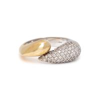 BICOLOR GOLD AND DIAMOND BYPASS RING