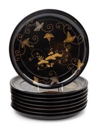 Three Japanese Gilt Decorated Black Lacquered Wares