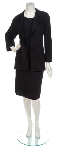 A Chanel Four Piece Black Wool Twill Ensemble,