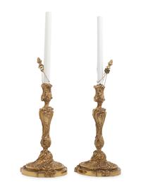A Pair of Louis XV Style Gilt Bronze Candlesticks