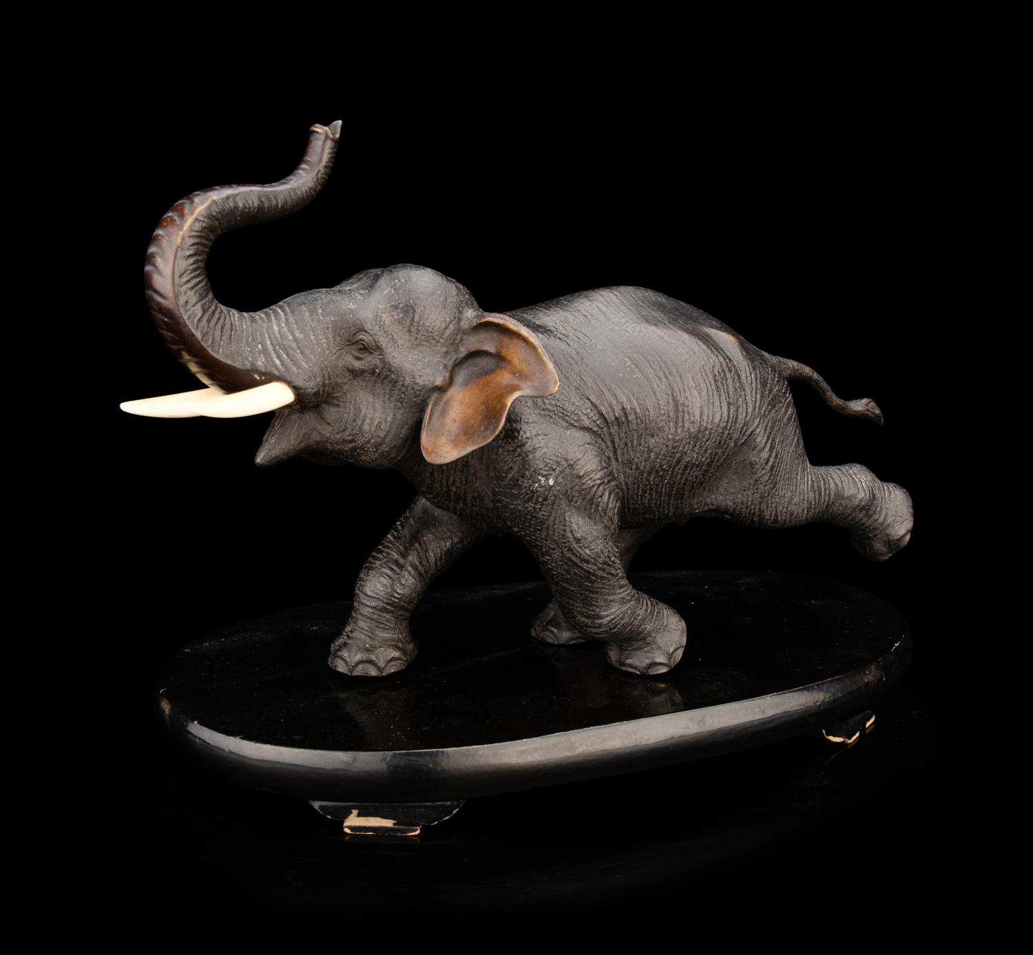 A Japanese Bronze Okimono of an Elephant