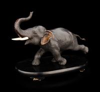 A Japanese Bronze Okimono of an Elephant