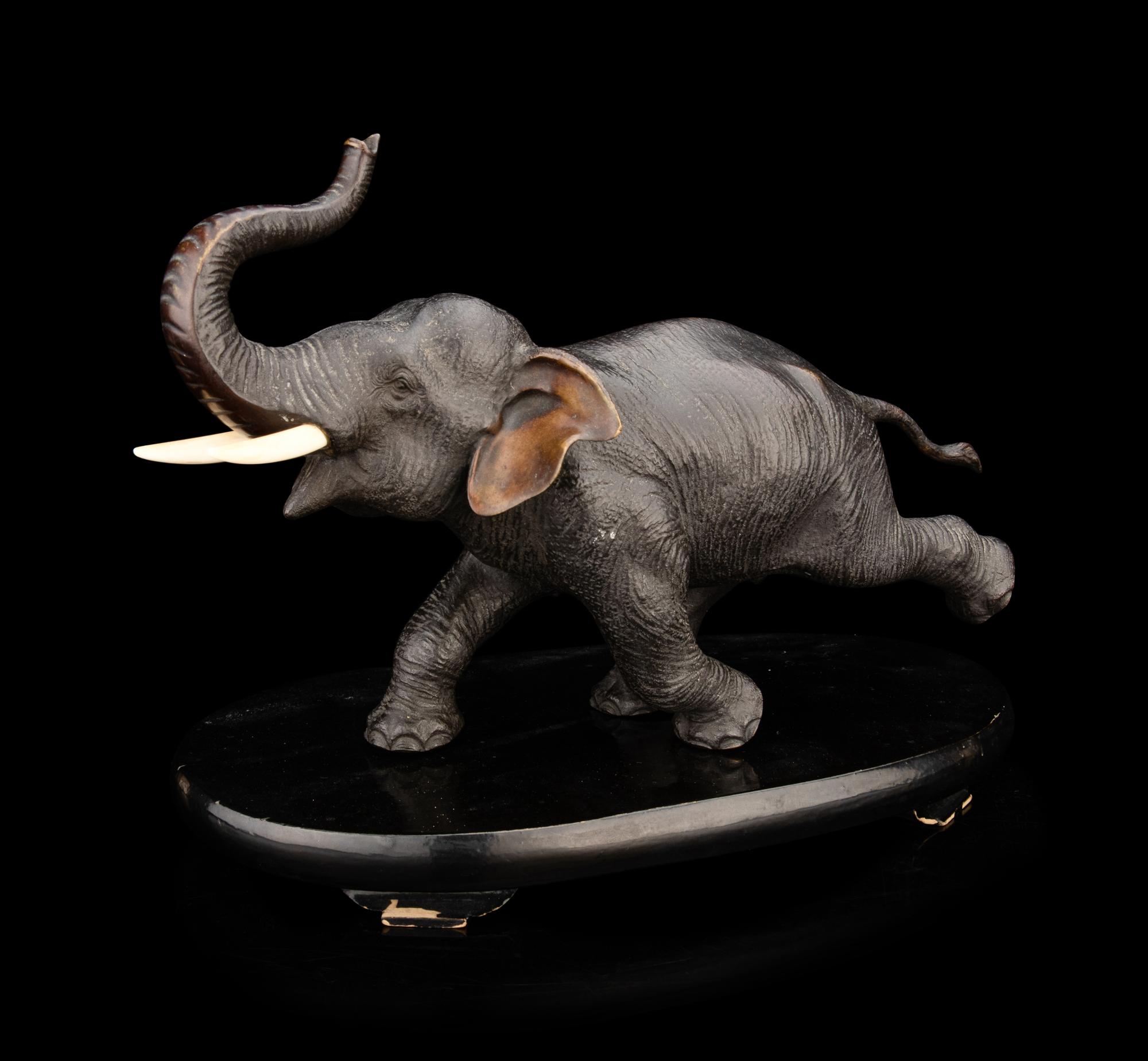 A Japanese Bronze Okimono of an Elephant