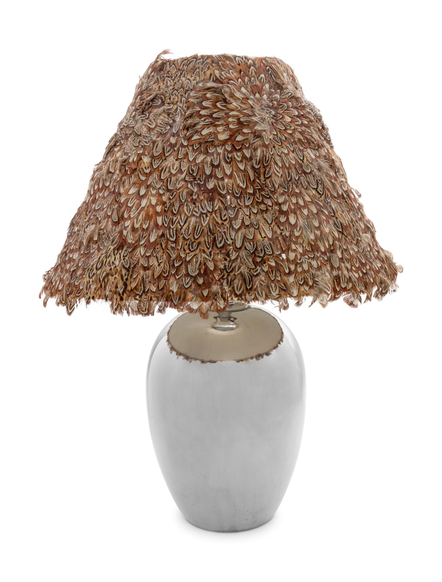 A Silvered Metal Table Lamp