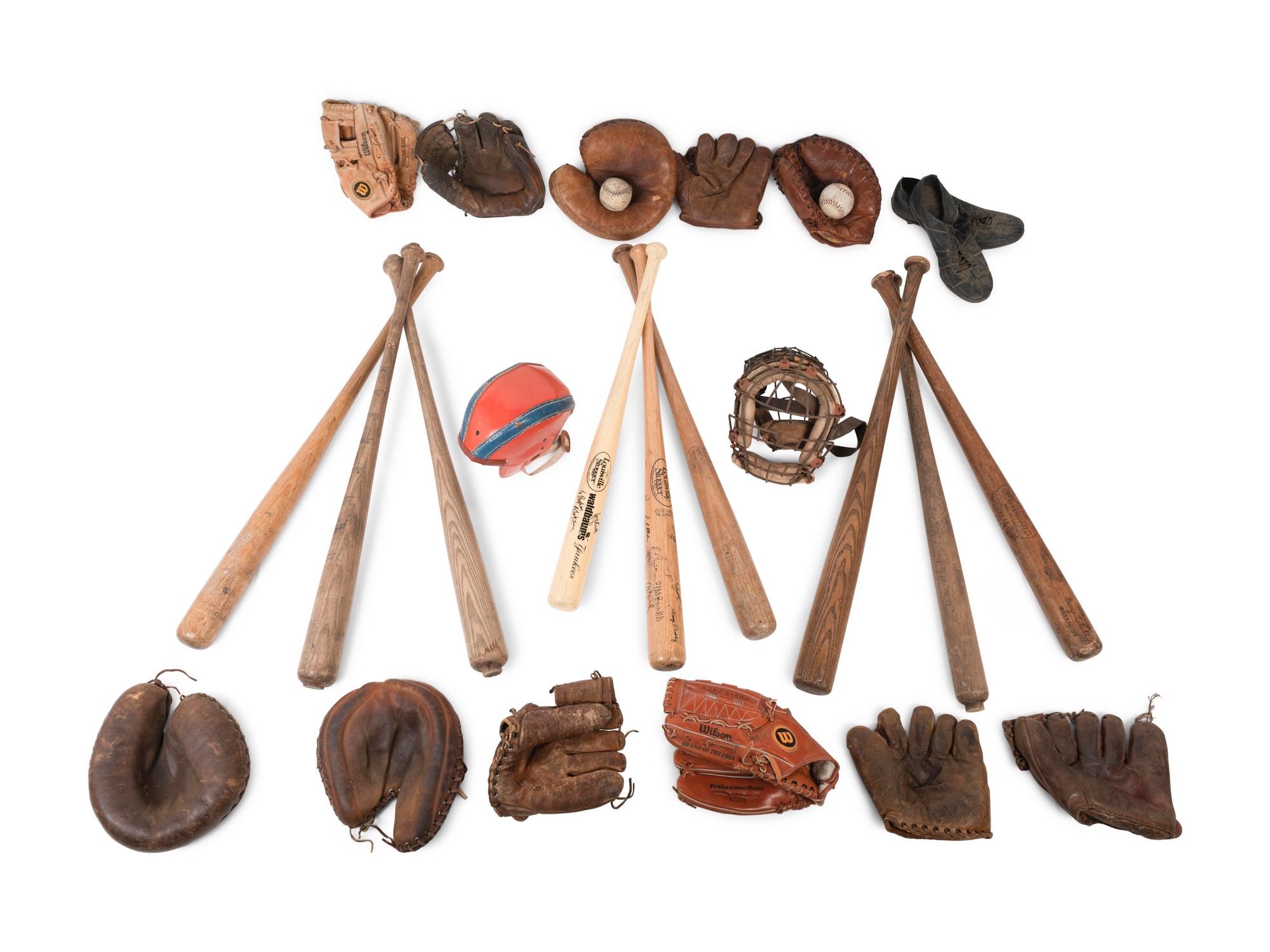 A Large Collection of Vintage Sports Equipment Including Signed Autograph Items,