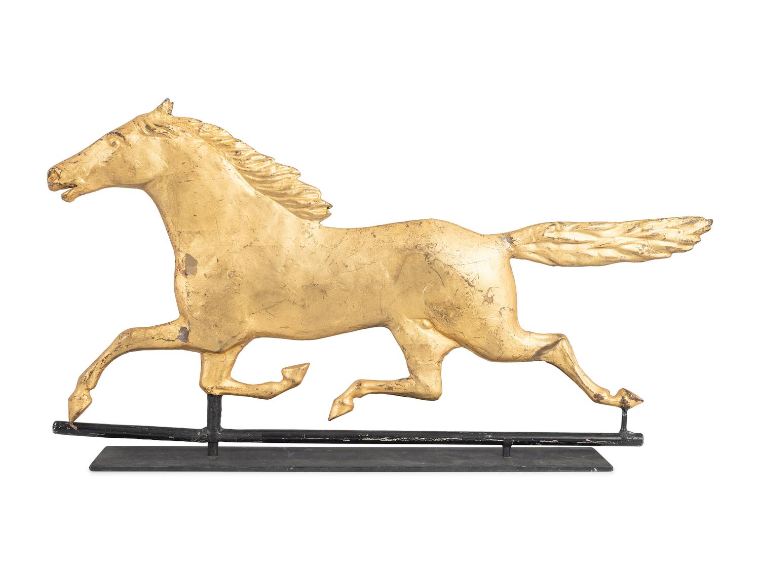 A Molded and Gilt Copper and Cast-Zinc Horse Weathervane