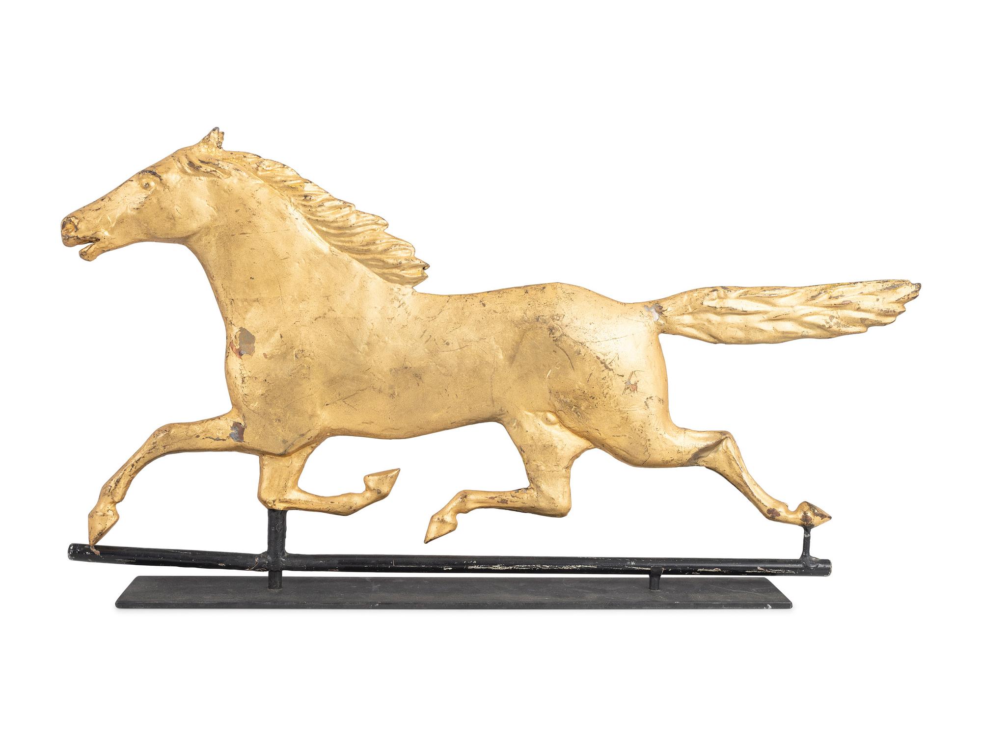 A Molded and Gilt Copper and Cast-Zinc Horse Weathervane