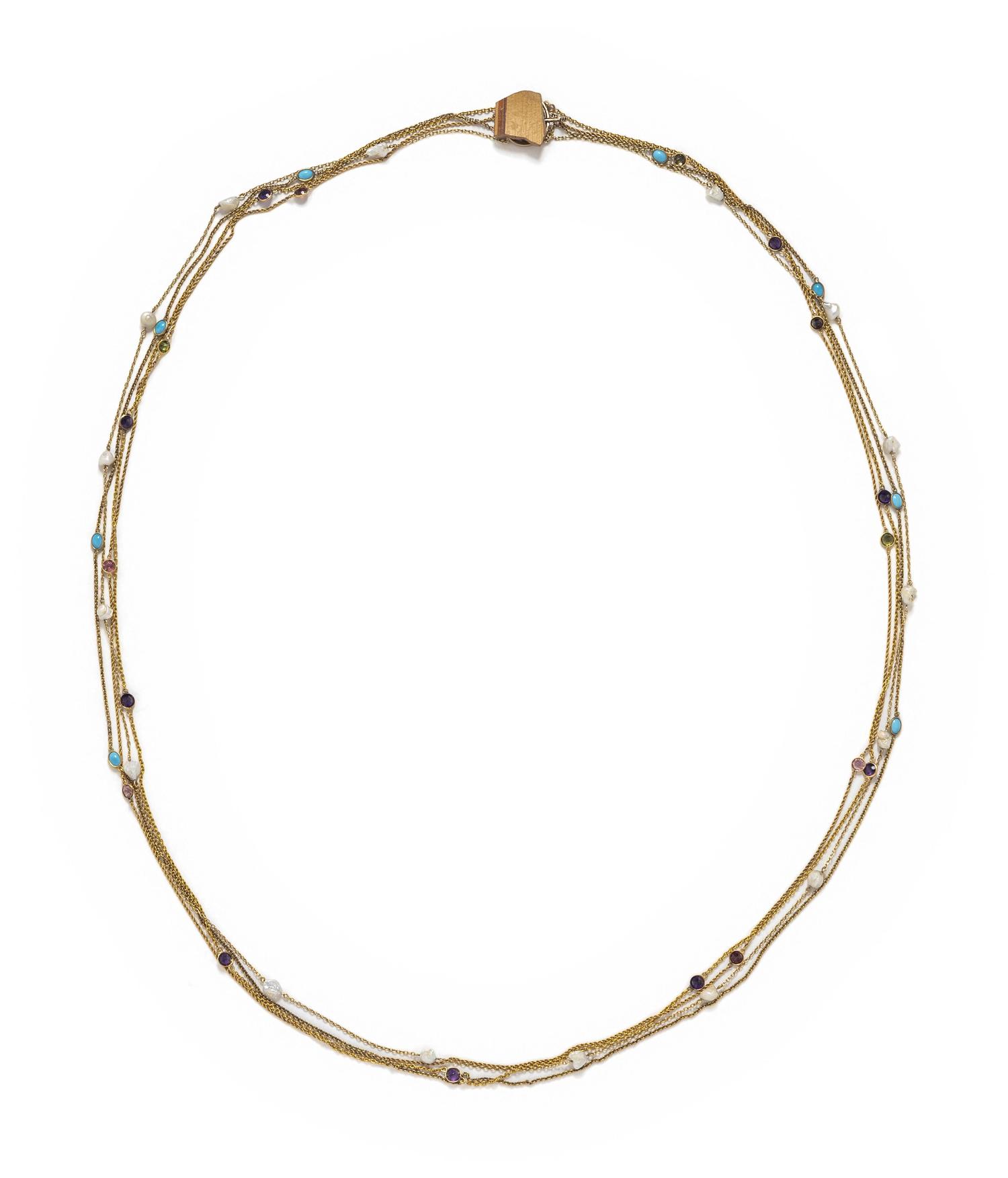 MULTIGEM AND CULTURED PEARL NECKLACE