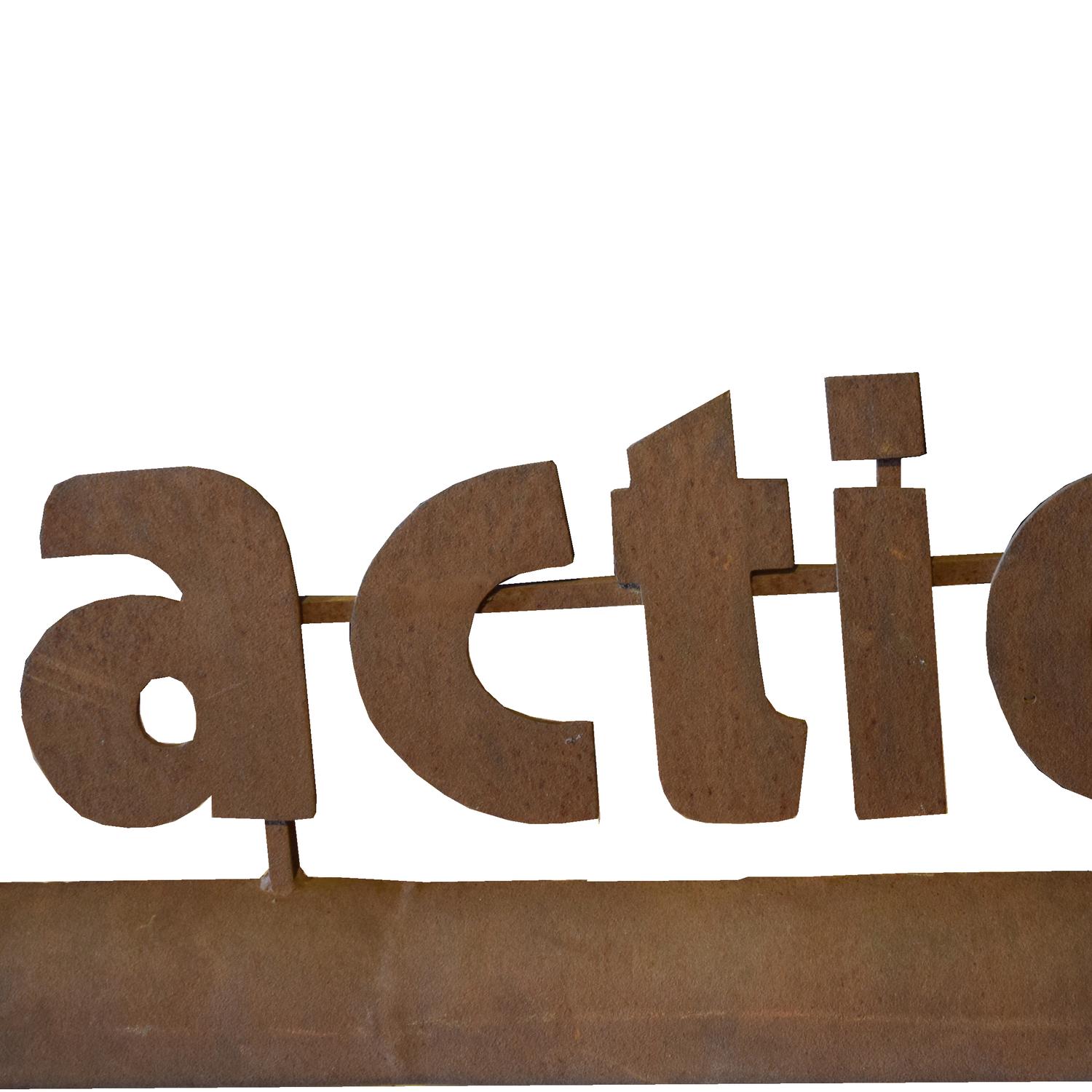 A Wrought Iron "Action Sports" Sign 110" W x 2" D x 41" H — France, Circa 1970